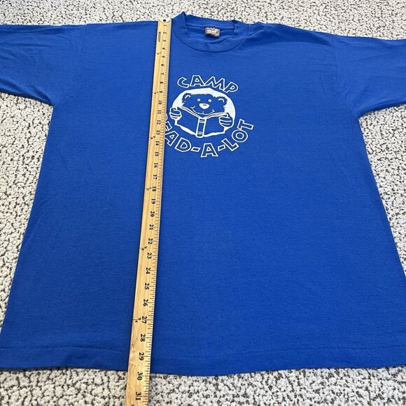 VTG 90s Camp Read-A-Lot T-Shirt Adult XL Blue Single Stitch Fruit of Loom BEST - Picture 8 of 10